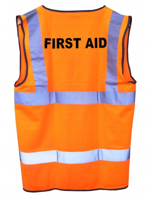 Hi-Vis Orange Waistcoat with "First Aid"  Clothing